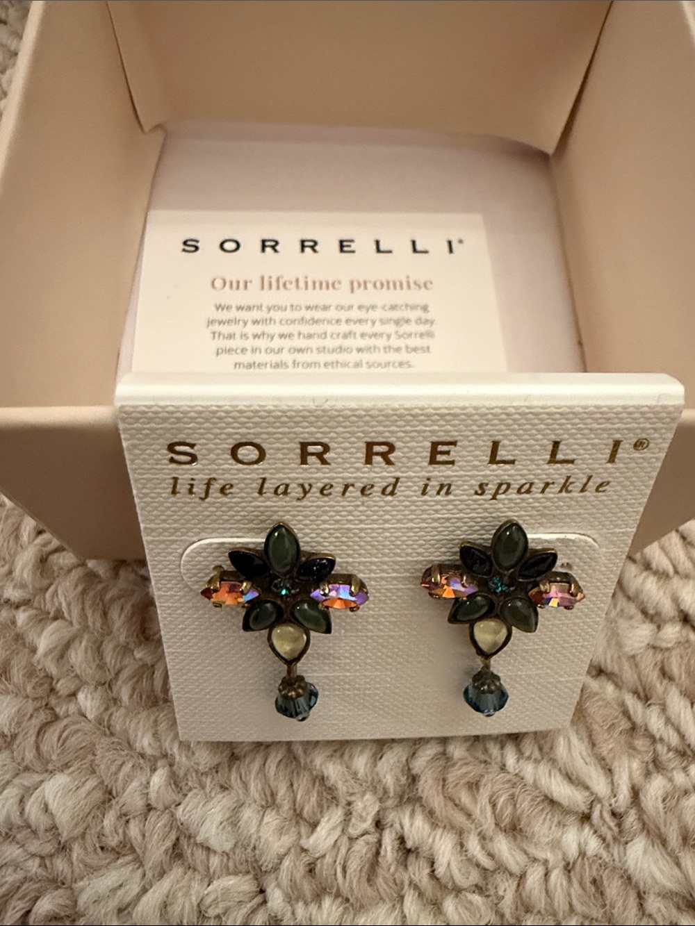 Sorrelli Green Floral Cluster Drop Earrings - Picture 6 of 7